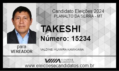 Candidato TAKESHI 2024 - PLANALTO DA SERRA - Eleições