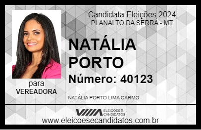 Candidato NATÁLIA PORTO 2024 - PLANALTO DA SERRA - Eleições