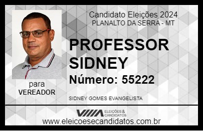 Candidato PROFESSOR SIDNEY 2024 - PLANALTO DA SERRA - Eleições