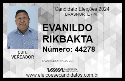 Candidato EVANILDO RIKBAKTA 2024 - BRASNORTE - Eleições