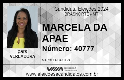 Candidato MARCELA DA APAE 2024 - BRASNORTE - Eleições