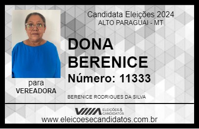 Candidato DONA BERENICE 2024 - ALTO PARAGUAI - Eleições