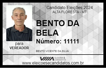 Candidato BENTO DA BELA 2024 - ALTA FLORESTA - Eleições