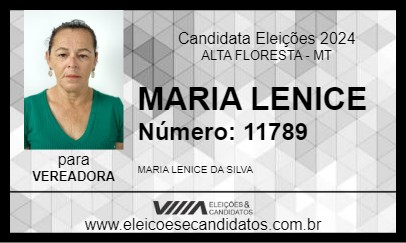 Candidato MARIA LENICE 2024 - ALTA FLORESTA - Eleições