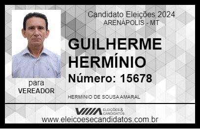 Candidato GUILHERME HERMÍNIO 2024 - ARENÁPOLIS - Eleições