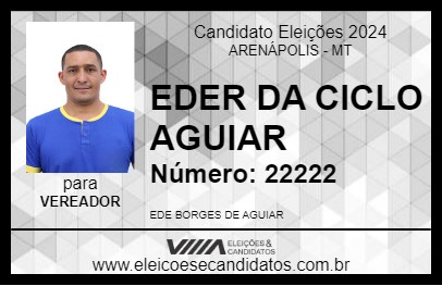 Candidato EDER DA CICLO AGUIAR 2024 - ARENÁPOLIS - Eleições