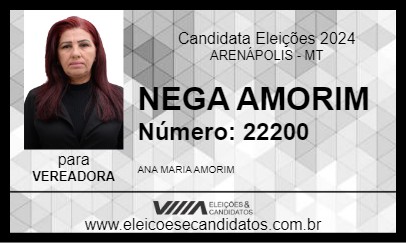 Candidato NEGA AMORIM 2024 - ARENÁPOLIS - Eleições