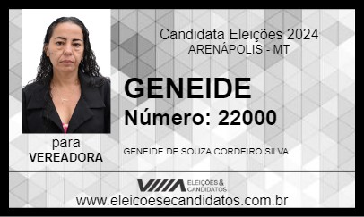 Candidato GENEIDE 2024 - ARENÁPOLIS - Eleições