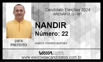 Candidato NANDIR 2024 - ARENÁPOLIS - Eleições