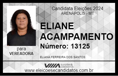 Candidato ELIANA LÍDER COMUNITÁRIA 2024 - ARENÁPOLIS - Eleições