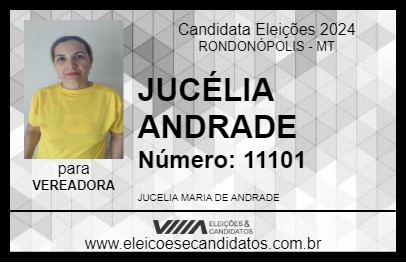 Candidato JUCÉLIA ANDRADE 2024 - RONDONÓPOLIS - Eleições