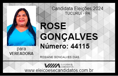 Candidato ROSE GONÇALVES 2024 - TUCURUÍ - Eleições