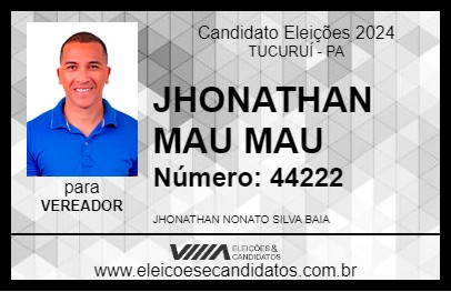 Candidato JHONATHAN MAU MAU 2024 - TUCURUÍ - Eleições