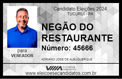 Candidato NEGÃO DO RESTAURANTE 2024 - TUCURUÍ - Eleições