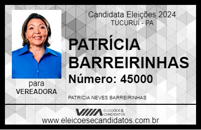 Candidato PATRÍCIA BARREIRINHAS 2024 - TUCURUÍ - Eleições