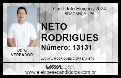 Candidato NETO RODRIGUES 2024 - BRAGANÇA - Eleições