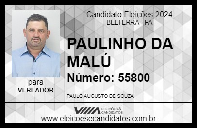 Candidato PAULINHO DA MALÚ 2024 - BELTERRA - Eleições