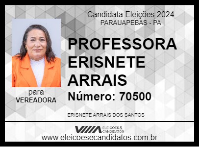 Candidato PROFESSORA ERISNETE ARRAIS 2024 - PARAUAPEBAS - Eleições