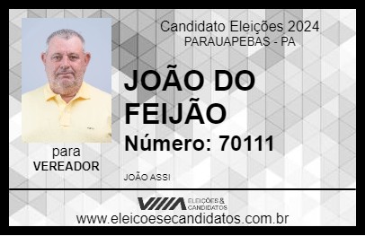 Candidato JOÃO DO FEIJÃO 2024 - PARAUAPEBAS - Eleições