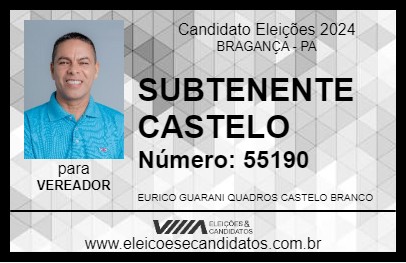 Candidato SUBTENENTE CASTELO 2024 - BRAGANÇA - Eleições