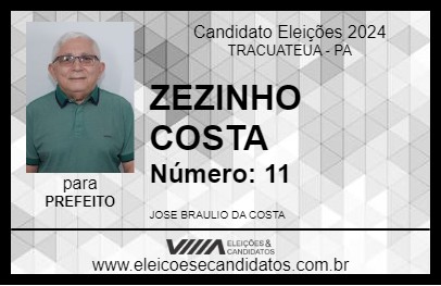 Candidato ZEZINHO COSTA 2024 - TRACUATEUA - Eleições