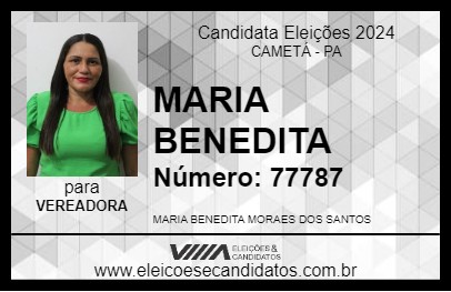 Candidato MARIA BENEDITA 2024 - CAMETÁ - Eleições