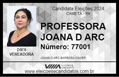 Candidato PROFESSORA JOANA D ARC 2024 - CAMETÁ - Eleições