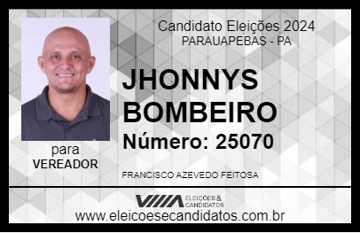 Candidato JHONNYS BOMBEIRO 2024 - PARAUAPEBAS - Eleições