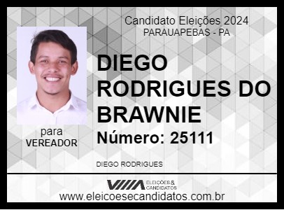 Candidato DIEGO RODRIGUES DO BRAWNIE 2024 - PARAUAPEBAS - Eleições