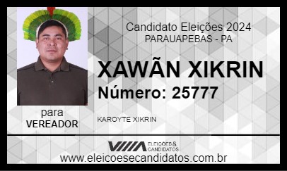 Candidato XAWÃN XIKRIN 2024 - PARAUAPEBAS - Eleições