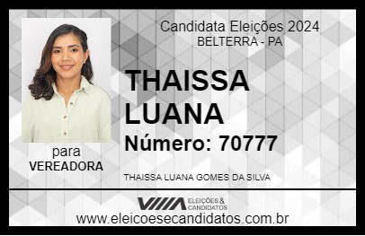 Candidato THAISSA LUANA 2024 - BELTERRA - Eleições