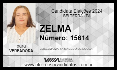 Candidato ZELMA 2024 - BELTERRA - Eleições