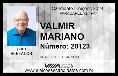 Candidato VALMIR MARIANO 2024 - PARAUAPEBAS - Eleições