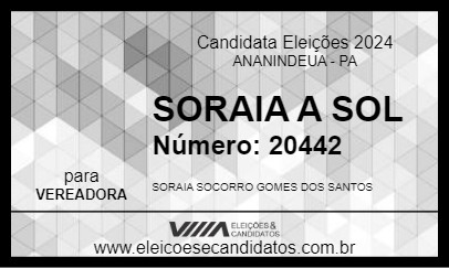 Candidato SORAIA A SOL 2024 - ANANINDEUA - Eleições