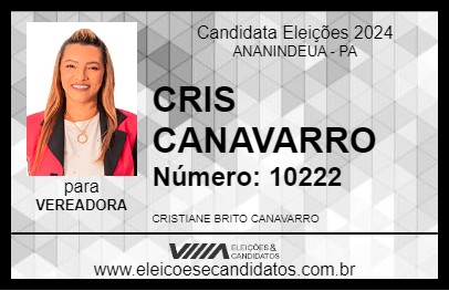 Candidato CRIS CANAVARRO 2024 - ANANINDEUA - Eleições