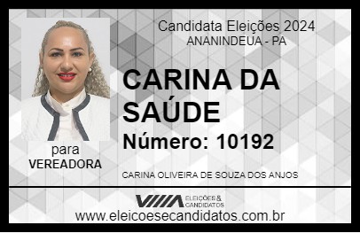 Candidato CARINA DA SAÚDE 2024 - ANANINDEUA - Eleições