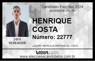 Candidato HENRIQUE COSTA 2024 - ANANINDEUA - Eleições