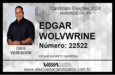 Candidato EDGAR WOLVERINE 2024 - ANANINDEUA - Eleições