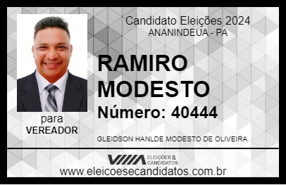 Candidato RAMIRO MODESTO 2024 - ANANINDEUA - Eleições