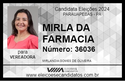 Candidato MIRLA DA FARMACIA 2024 - PARAUAPEBAS - Eleições