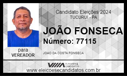 Candidato JOÃO  FONSECA 2024 - TUCURUÍ - Eleições