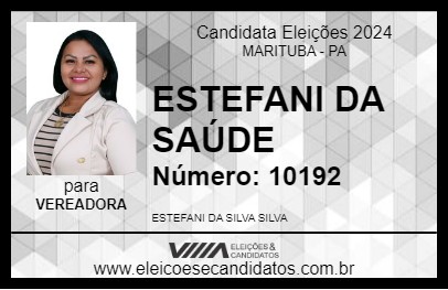 Candidato ESTEFANI DA SAÚDE 2024 - MARITUBA - Eleições