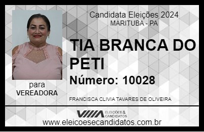 Candidato TIA BRANCA DO PETI 2024 - MARITUBA - Eleições