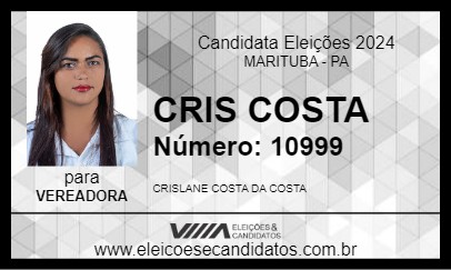 Candidato CRIS COSTA 2024 - MARITUBA - Eleições