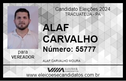 Candidato ALAF CARVALHO 2024 - TRACUATEUA - Eleições