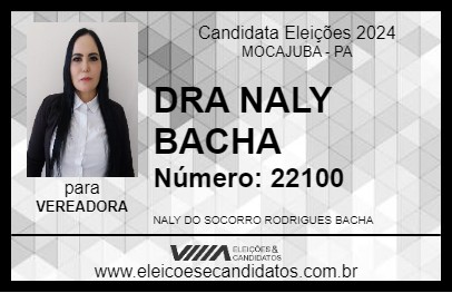 Candidato DRA NALY BACHA 2024 - MOCAJUBA - Eleições