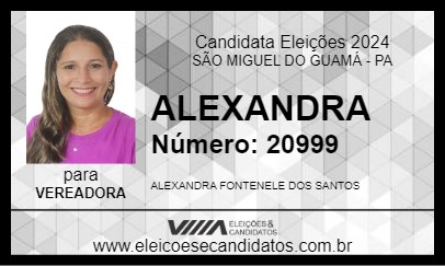 Candidato ALEXANDRA 2024 - SÃO MIGUEL DO GUAMÁ - Eleições