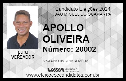 Candidato APOLLO OLIVEIRA 2024 - SÃO MIGUEL DO GUAMÁ - Eleições