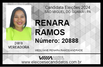 Candidato RENARA RAMOS 2024 - SÃO MIGUEL DO GUAMÁ - Eleições