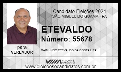 Candidato ETEVALDO 2024 - SÃO MIGUEL DO GUAMÁ - Eleições